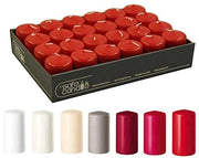 Candele Stumpen, colore rosso rubino, formato XS e sottile, 7 cm di altezza, diametro 5 cm, confezione da 24 pezzi
