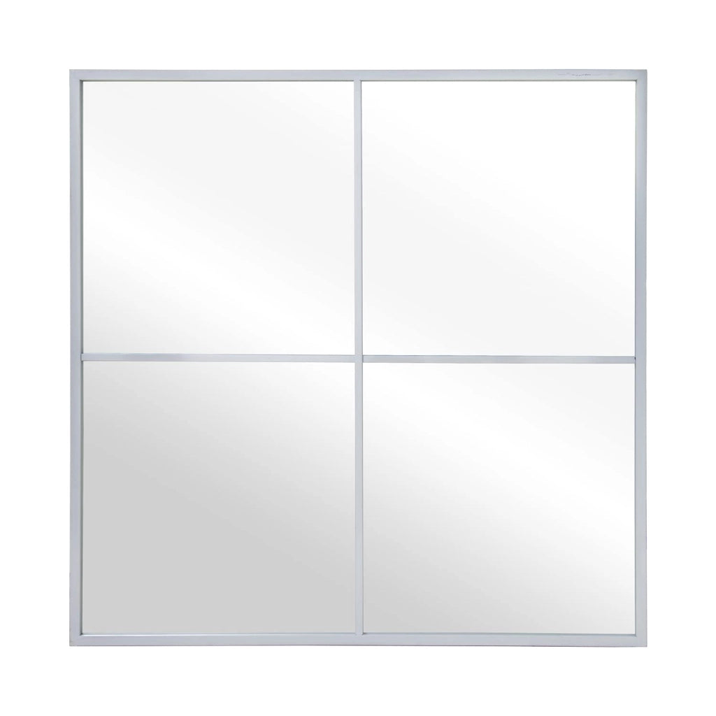 Specchio da parete quadrato in metallo, bianco, 80x2x80 cm