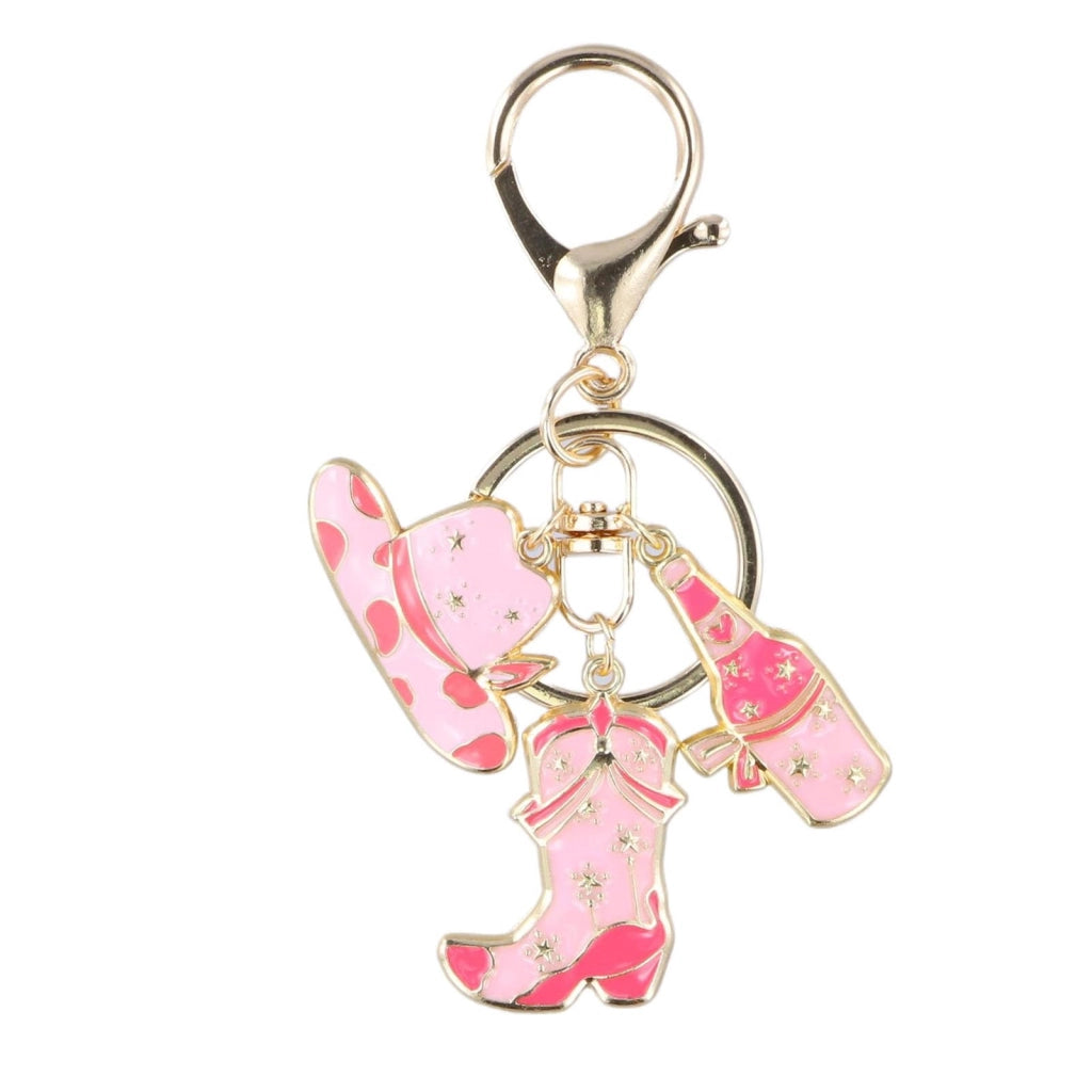 Portachiavi a tema western, in lega di zinco, color rosa, 9 cm