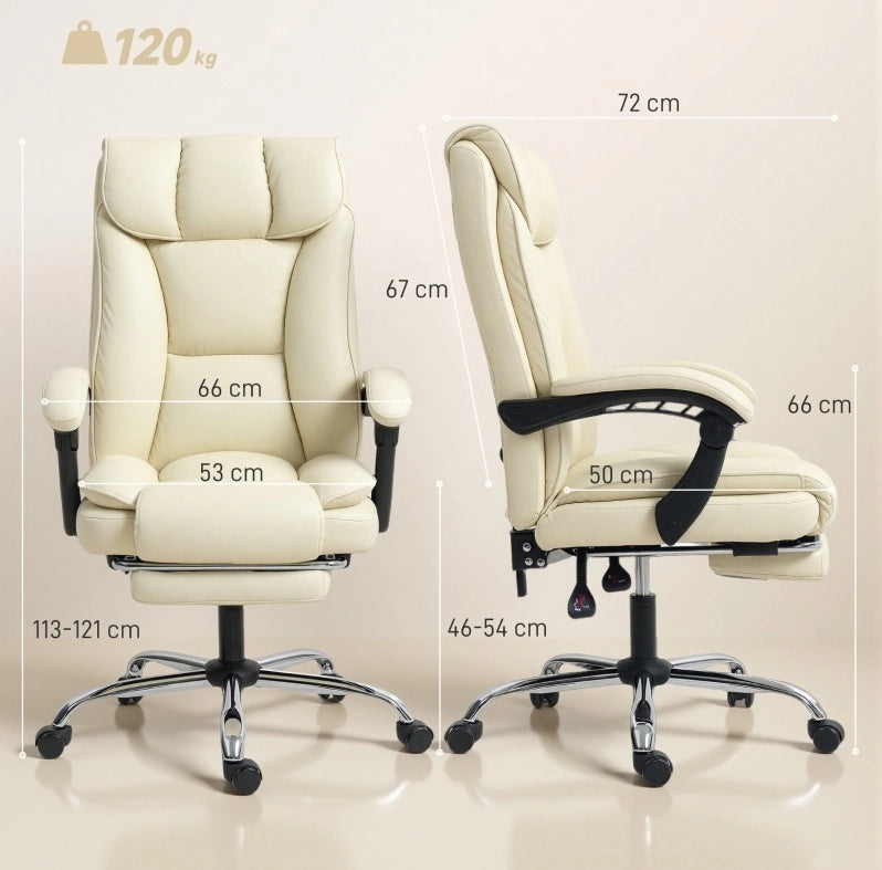 Sedia da ufficio ergonomica 66x72x121 cm in similpelle beige e nera
