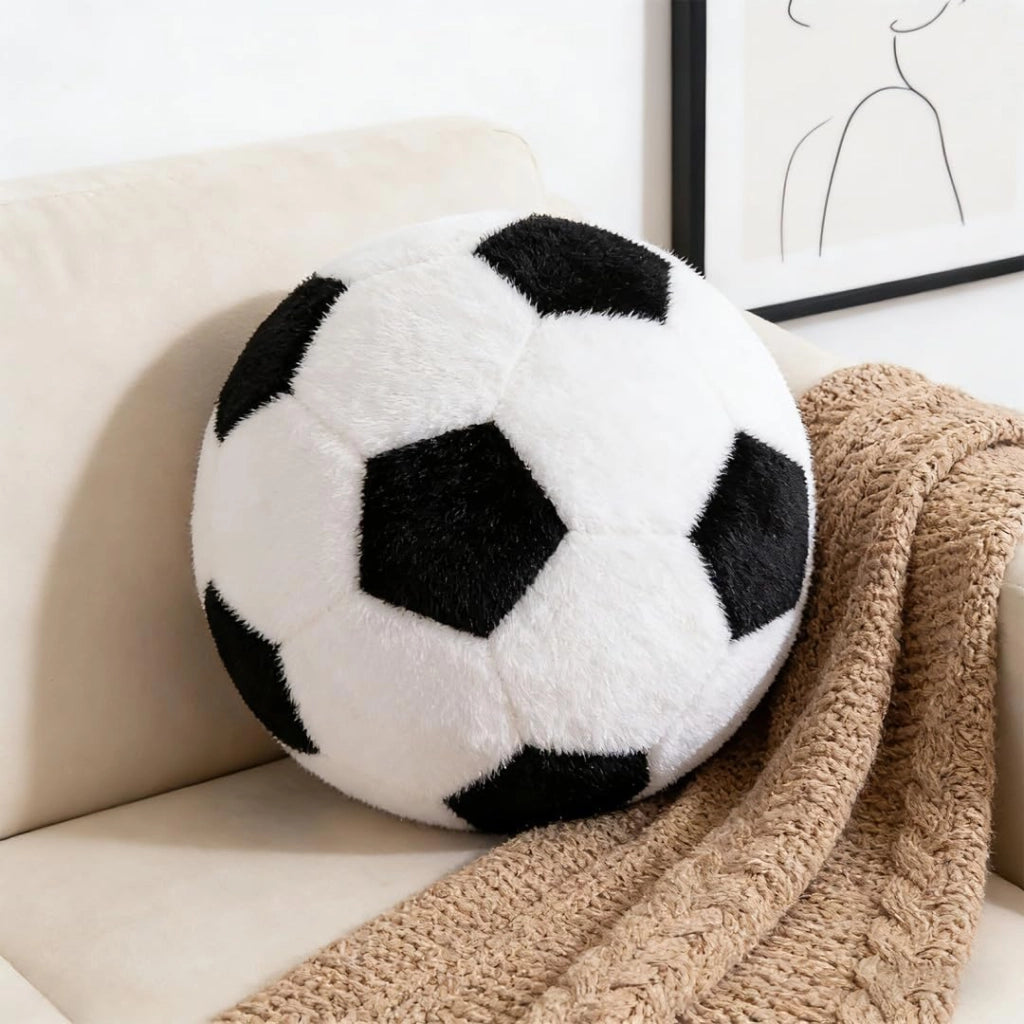 Cuscini a forma di pallone da calcio in peluche, diametro circa 25 cm – morbidi, lavabili, decorazioni sportive