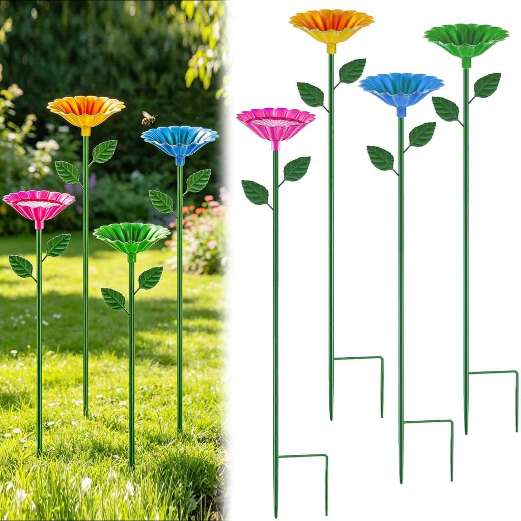 Set di 4 abbeveratoi per api in metallo, resistenti ai raggi UV, a forma di fiore, ideali per giardino e balcone