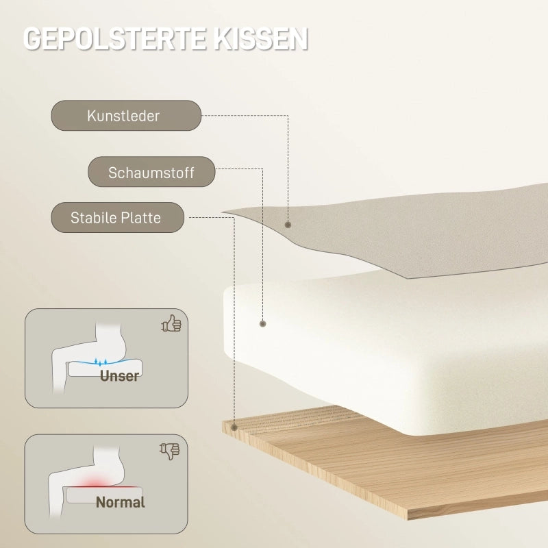 Sedia da ufficio reclinabile con poggiapiedi in similpelle beige girevole con ruote 113–121 × 66 × 72 cm