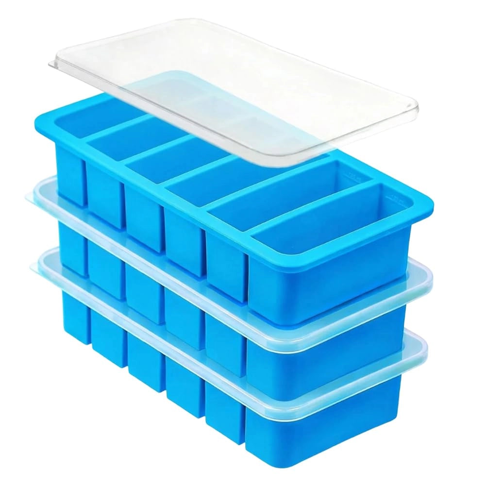 Set di 3 stampi in silicone per brodo, con 6 vani da 120 ml ciascuno, colore blu