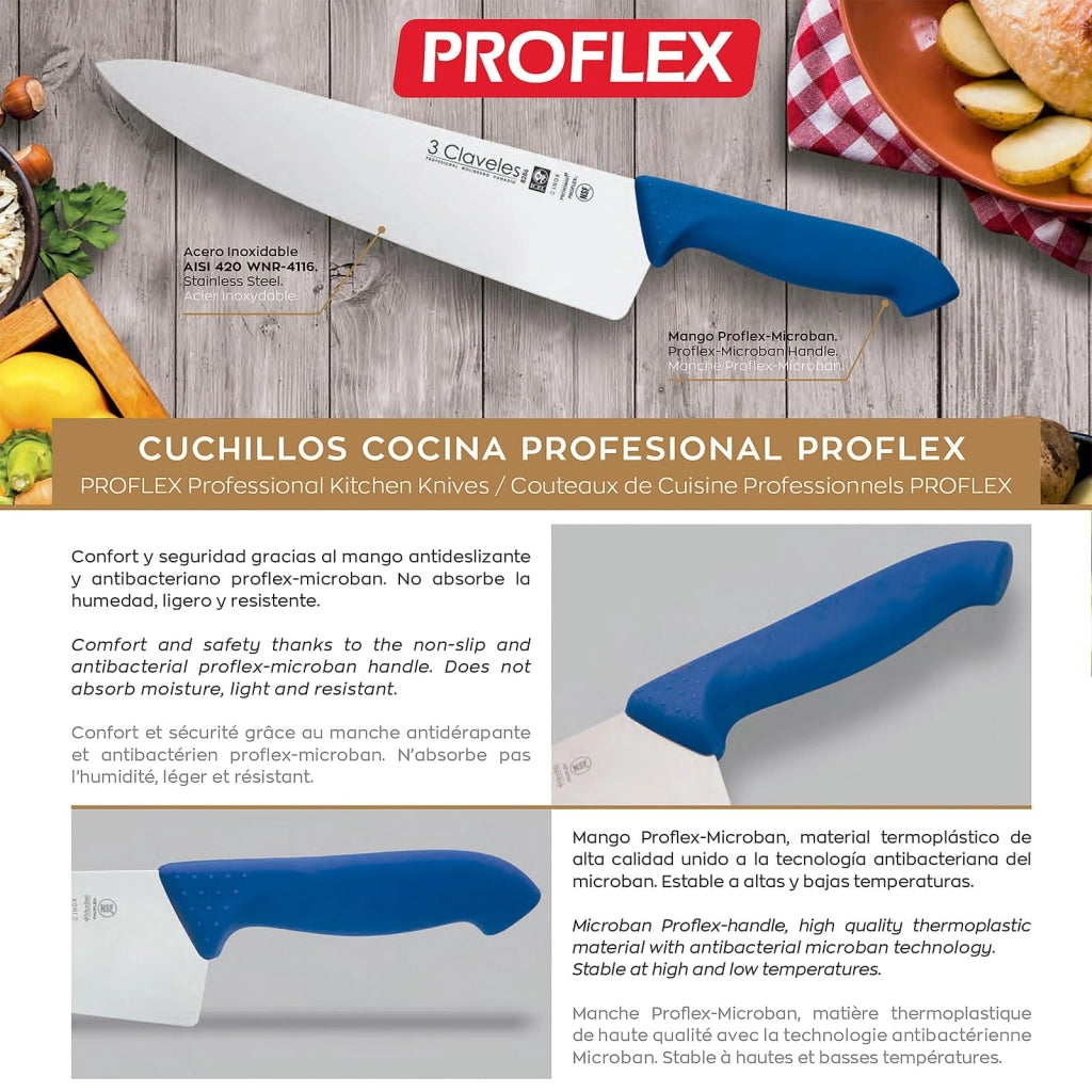 Coltello da chef Proflex, lama in acciaio inossidabile, manico nero