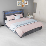 Letto imbottito 160 x 200 cm grigio con LED multicolore e schienale regolabile