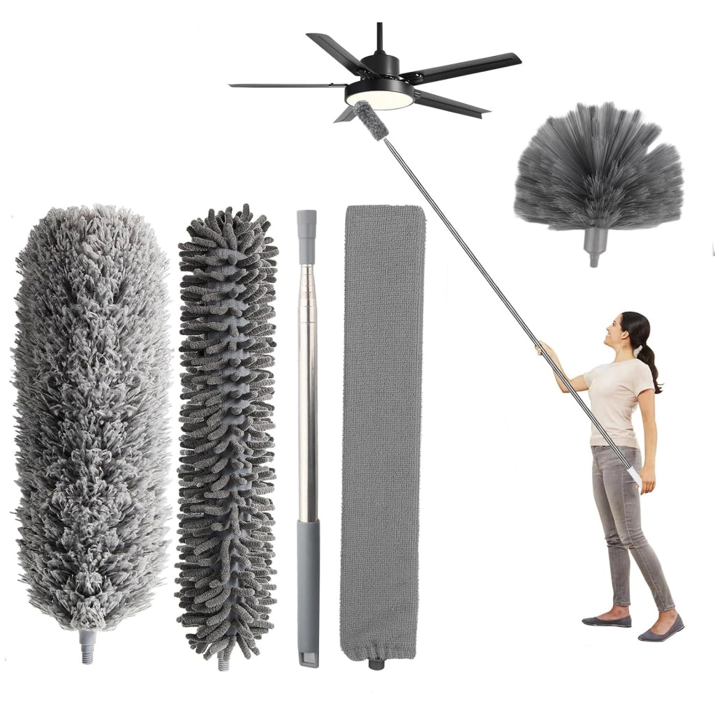 Set di panni in microfibra per la pulizia della polvere, telescopici da 87 a 280 cm, composto da 5 pezzi, lavabili