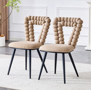 Set di 2 sedie da pranzo in velluto color cammello con gambe in metallo