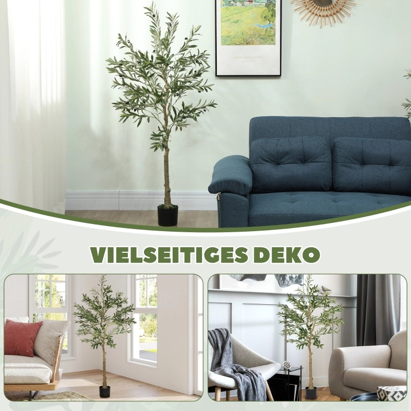 Pianta artificiale di olivo con rami modellabili, plastica verde, altezza 150 cm