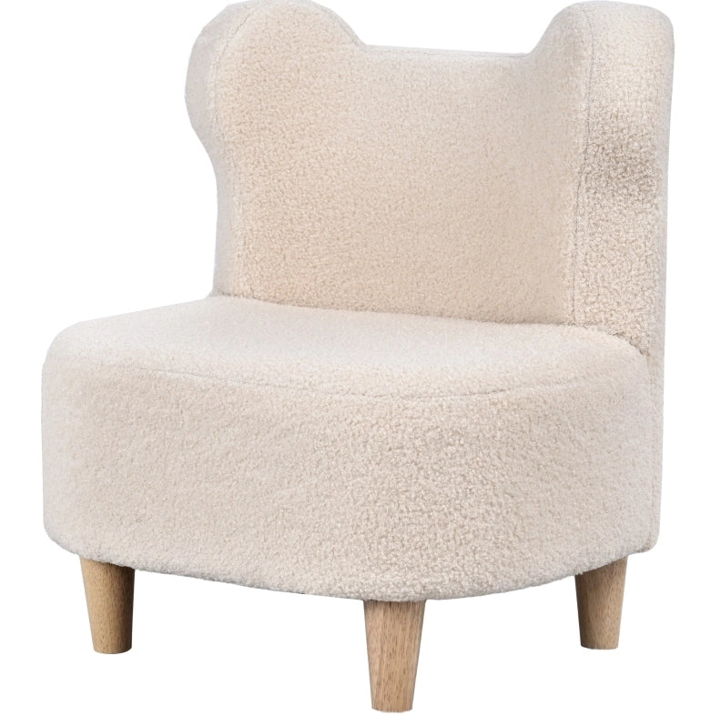POLTRONCINA per bambini 47x43x53 cm in pile beige con orecchie da orso