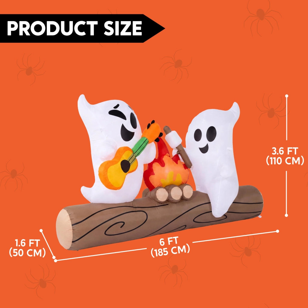 Spaventapasseri gonfiabile per Halloween, altezza 1,8 metri, con falò a LED