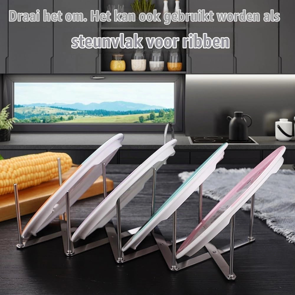 Set di 2 supporti per coperchi, in acciaio inossidabile, regolabili da 13 a 48 cm, organizer per cassetti