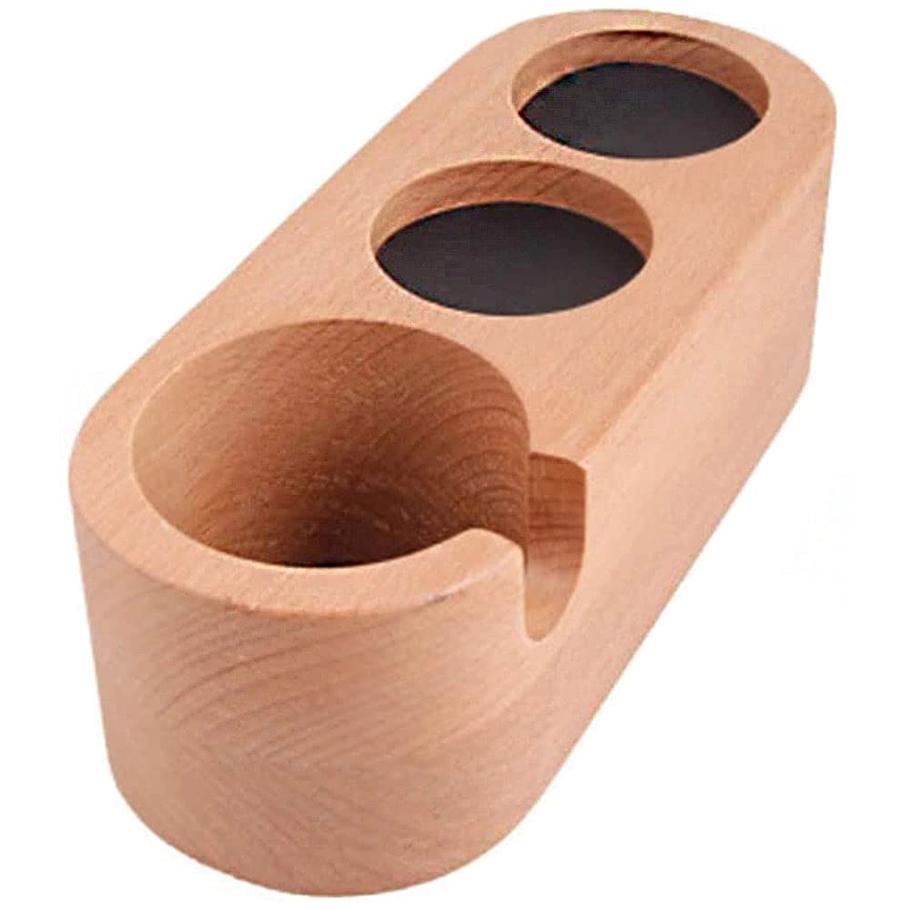 Portafiltro per caffè da 58 mm con base in legno e piedini antiscivolo
