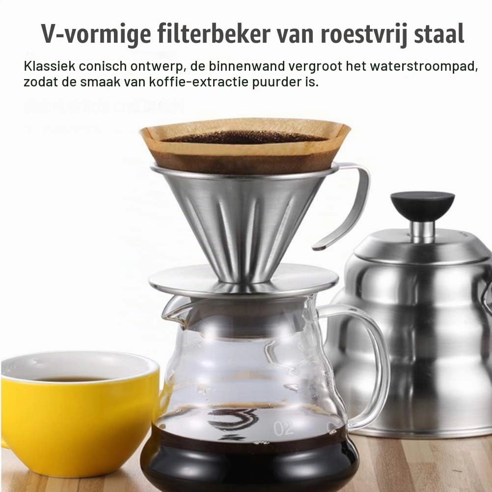 Tazza filtro in acciaio inossidabile, filtro per caffè riutilizzabile, forma conica