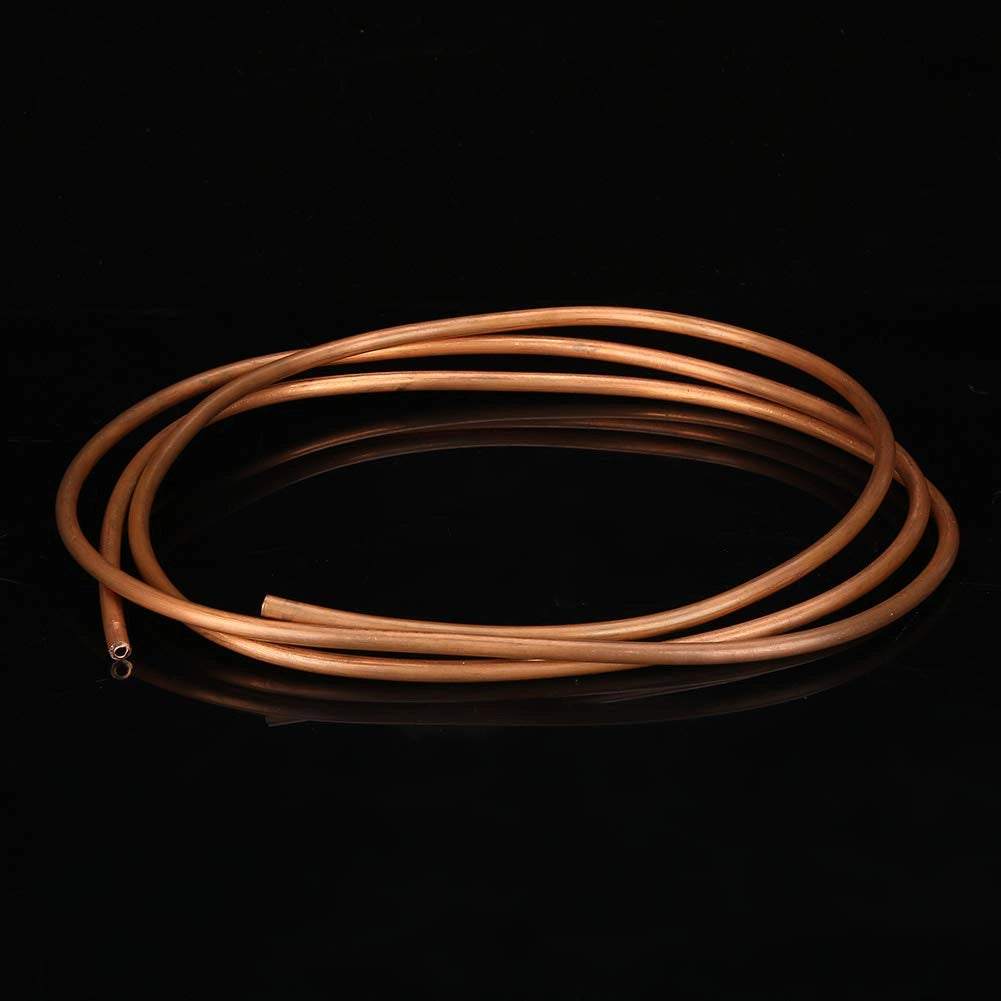 Tubo di rame T2, lunghezza 2 metri, diametro interno 4 mm, diametro esterno 6 mm, spessore della parete 1 mm