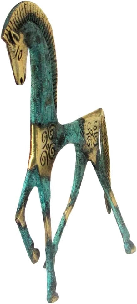 Replica di una statua equina, forma geometrica, bronzo, 18x13 cm