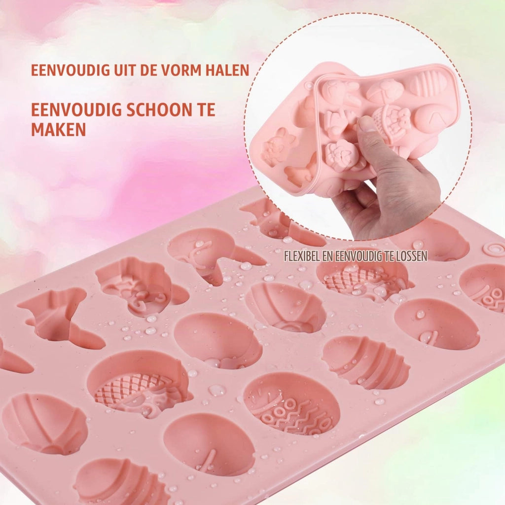 Stampo in silicone per dolci, set da 18 pezzi, colore rosa, senza BPA, dimensioni 12x19 cm