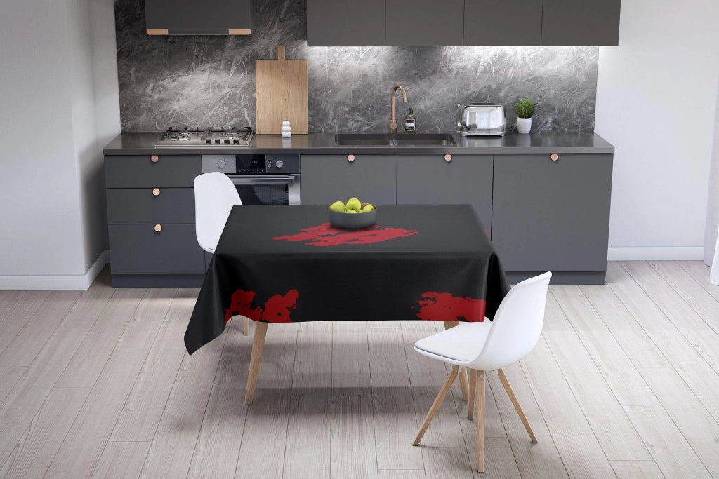 Tovaglia 140x140 cm, in poliestere, idrorepellente, colore rosso/nero