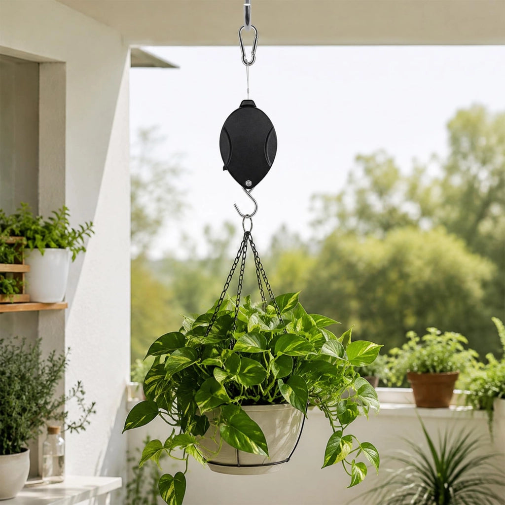 Set di 3 supporti per piante retrattili, lunghezza 160 cm, capacità massima 15 kg, in acciaio inossidabile
