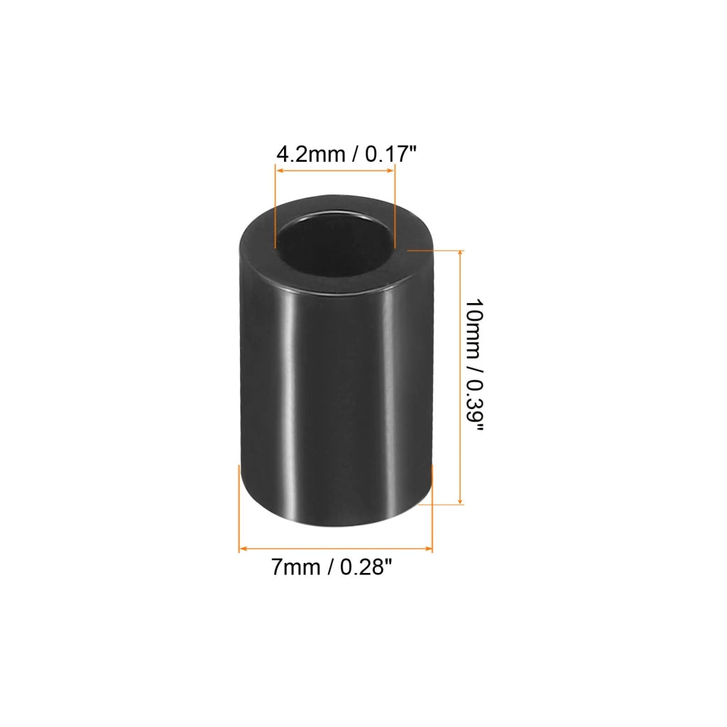 Distanziali in nylon, 200 pezzi, dimensioni 4,2 x 7 x 10 mm, per viti M4, colore nero