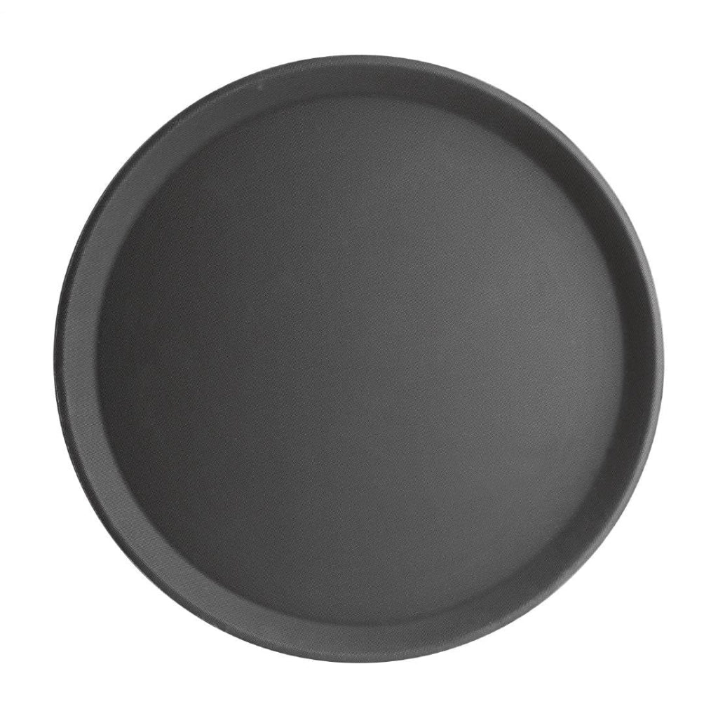 Piattello antiscivolo rotondo in fibra di vetro, colore nero, diametro 40,6 cm
