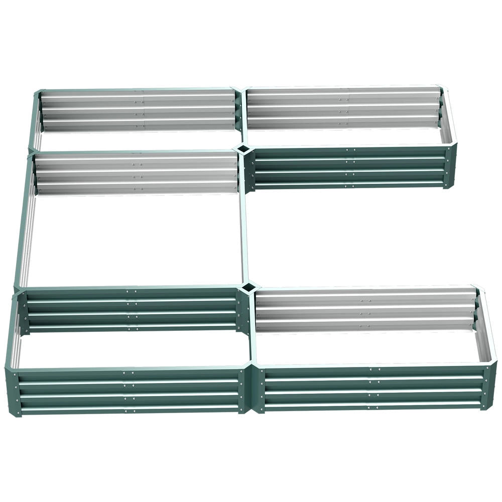 Set da 5 Fioriere da Giardino e Orto Rialzato in Acciaio Verde Modulabile e Robusto per Piante Fiori e Verdure