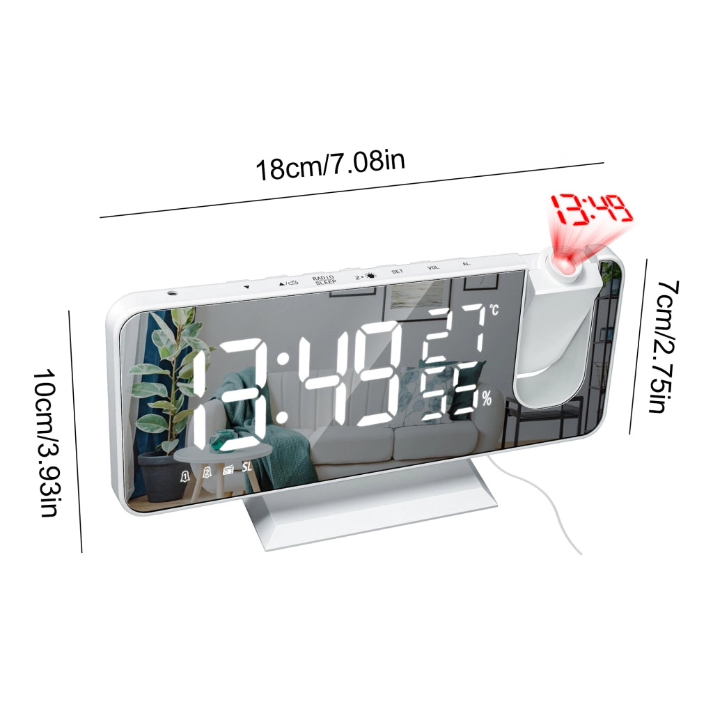 Sveglia digitale con radio FM, proiezione e display LED