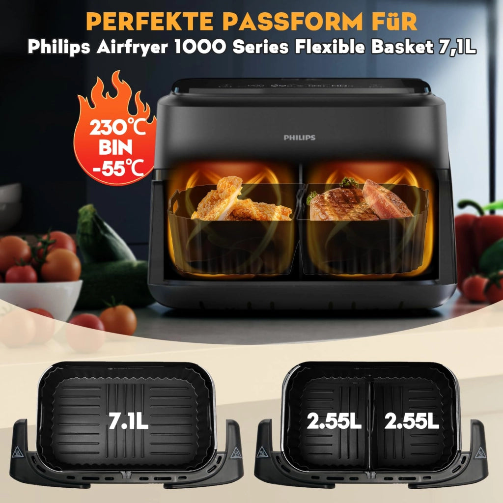Accessori per friggitrice ad aria Philips serie 1000, capacità 7,1L, set da 3 pezzi