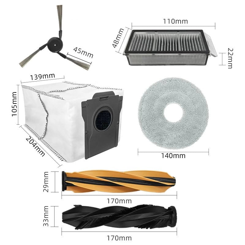 Accessori per Dreame X50 Ultra: set di spazzole, 6 spazzole laterali, 4 filtri