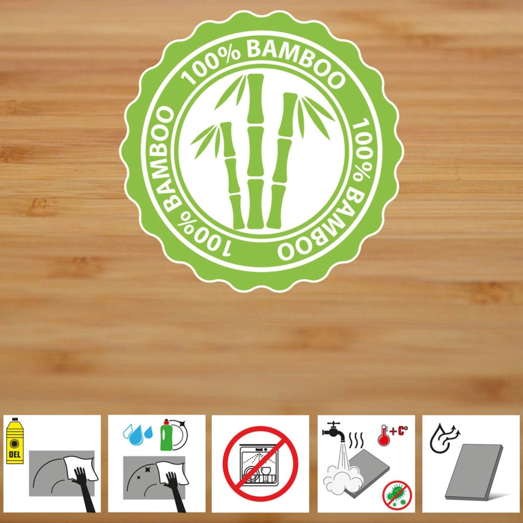 6 taglieri in bambù da 22x15 cm con supporto, ideali per servire