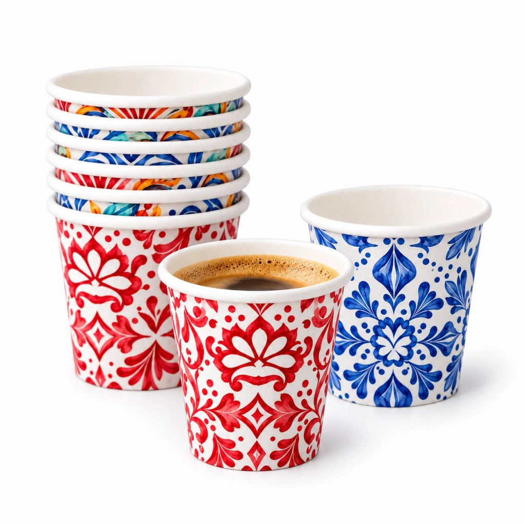 Bicchierini da Caffè in Carta Stile Vietrese – Set 50 Pezzi