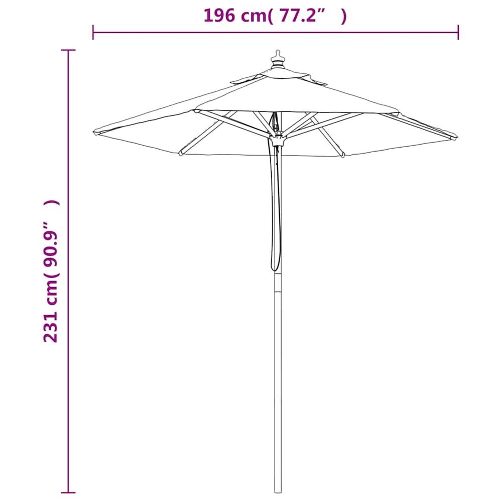 Ombrellone da Giardino con Palo in Legno Nero 196x231 cm