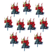 10 spille floreali blu in plastica, con fermagli, per uomo