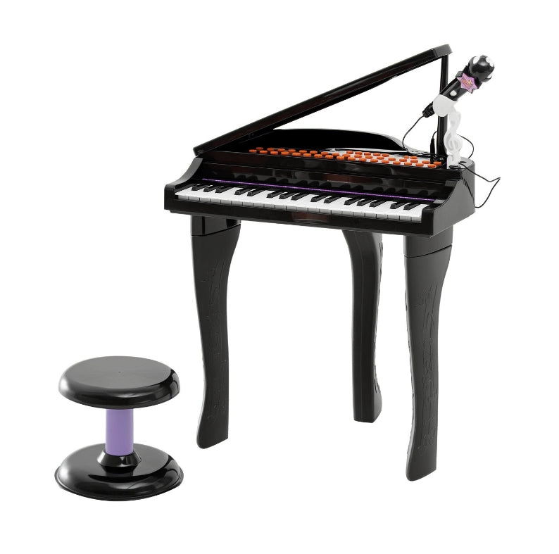 Pianoforte per bambini a 37 tasti con sgabello e microfono, nero