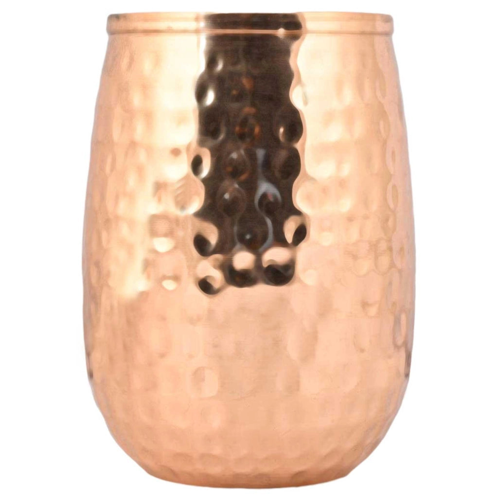 Set di 2 bicchieri in rame, capacità 250 ml, forma a botte, stile ayurvedico