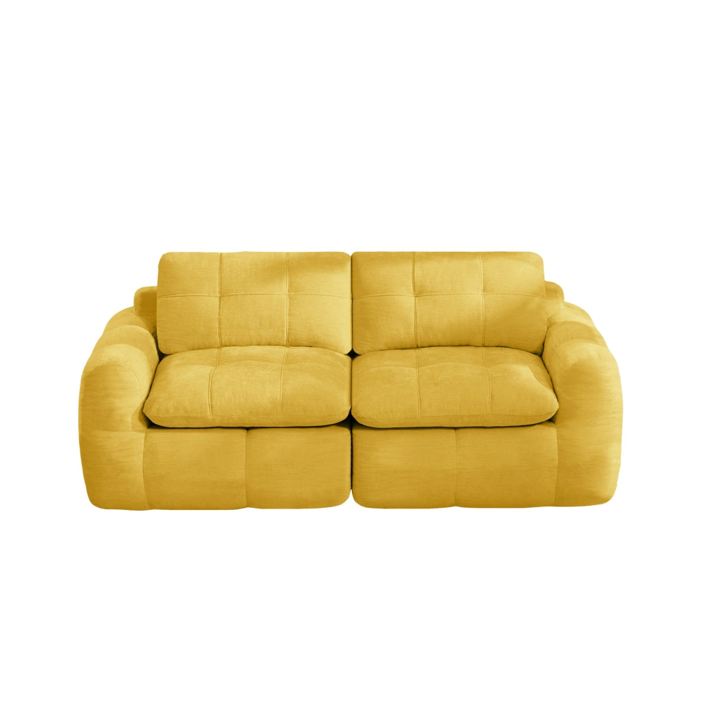 Divano modulare a 2 posti in ciniglia gialla, 194 × 97 × 68 cm