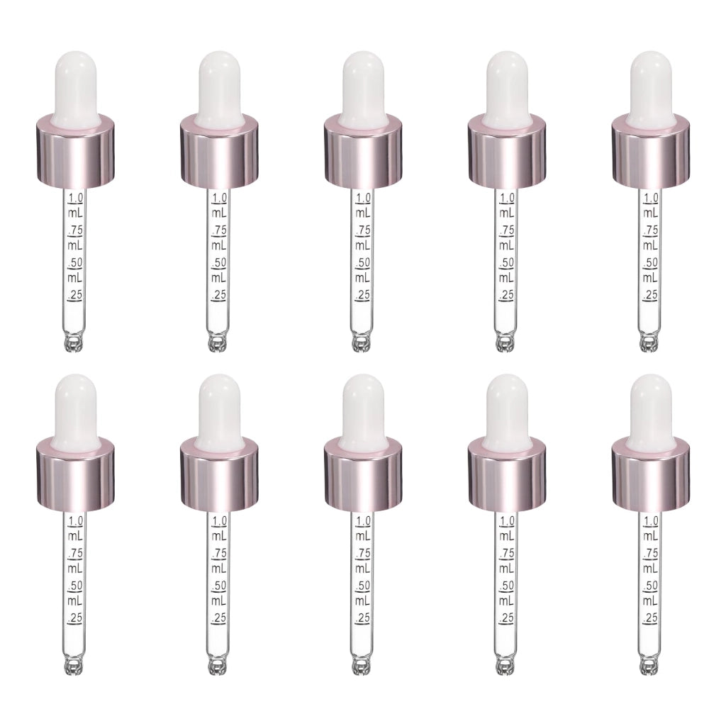 Flaconi contagocce in vetro, 10 pezzi, capacità 15 ml, con pipette, colore bianco/rosa