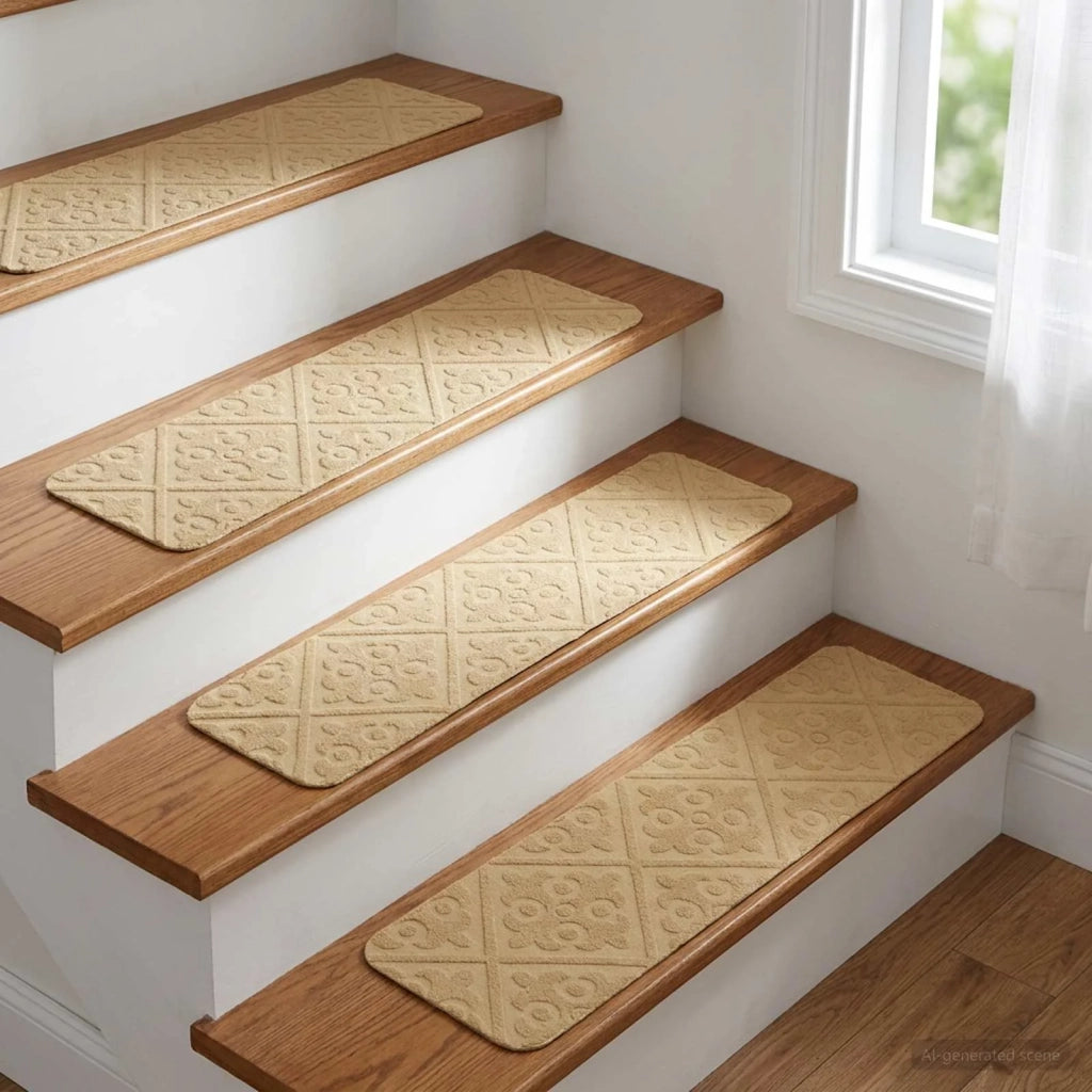 Tappeti per scale 15 pz 76 x 20 cm Beige Poliestere 42054638