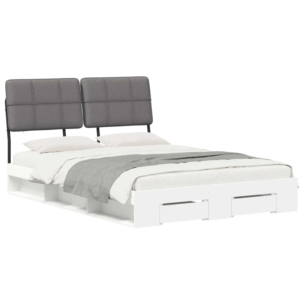 Letto matrimoniale con testiera Bianco e Grigio Chiaro 3440510
