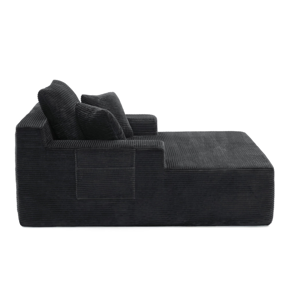 Divano 1 posto 150 x 110 x 70 cm in velluto a coste nero, senza montaggio