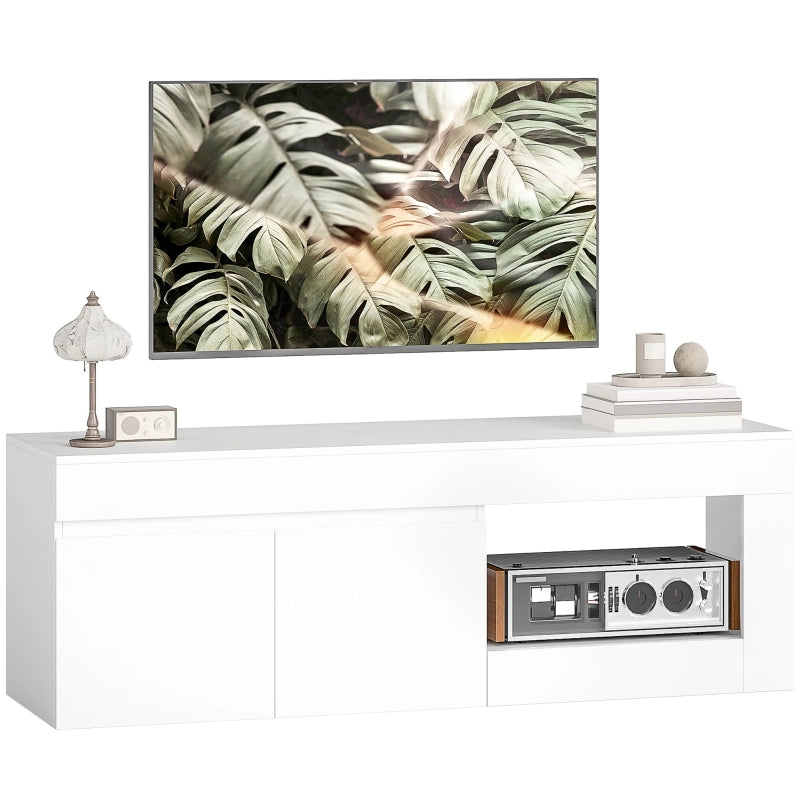 Mobile TV con 2 ante ammortizzate e vano aperto - soggiorno - 140x40x48 cm - bianco