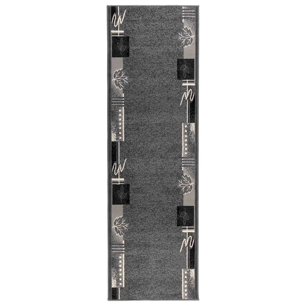 Tappeto Runner FLORNES Tessuto Grigio Foglie 80 x 450 cm PP 42057309