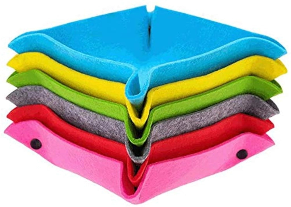 Confezione da 6 sottopiatti pieghevoli in feltro, 25x25 cm, multicolore