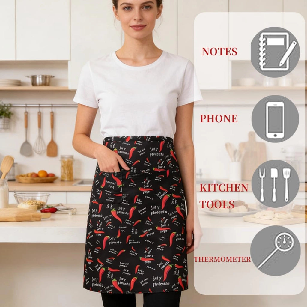 Grembiuli da cucina corti con tasche, unisex, 70x70 cm