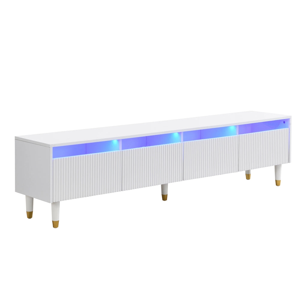 Set mobile TV e tavolino con LED, MDF bianco, 2 pezzi