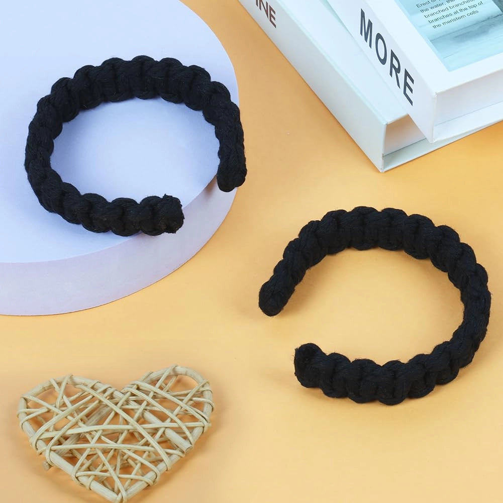 Supporti per tende, set da 4, intrecciati, neri, stile bohémien
