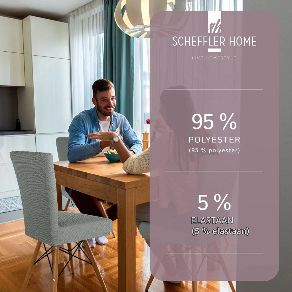 Copri-sedie elasticizzati "Luna", set da 6, in microfibra, 95% poliestere