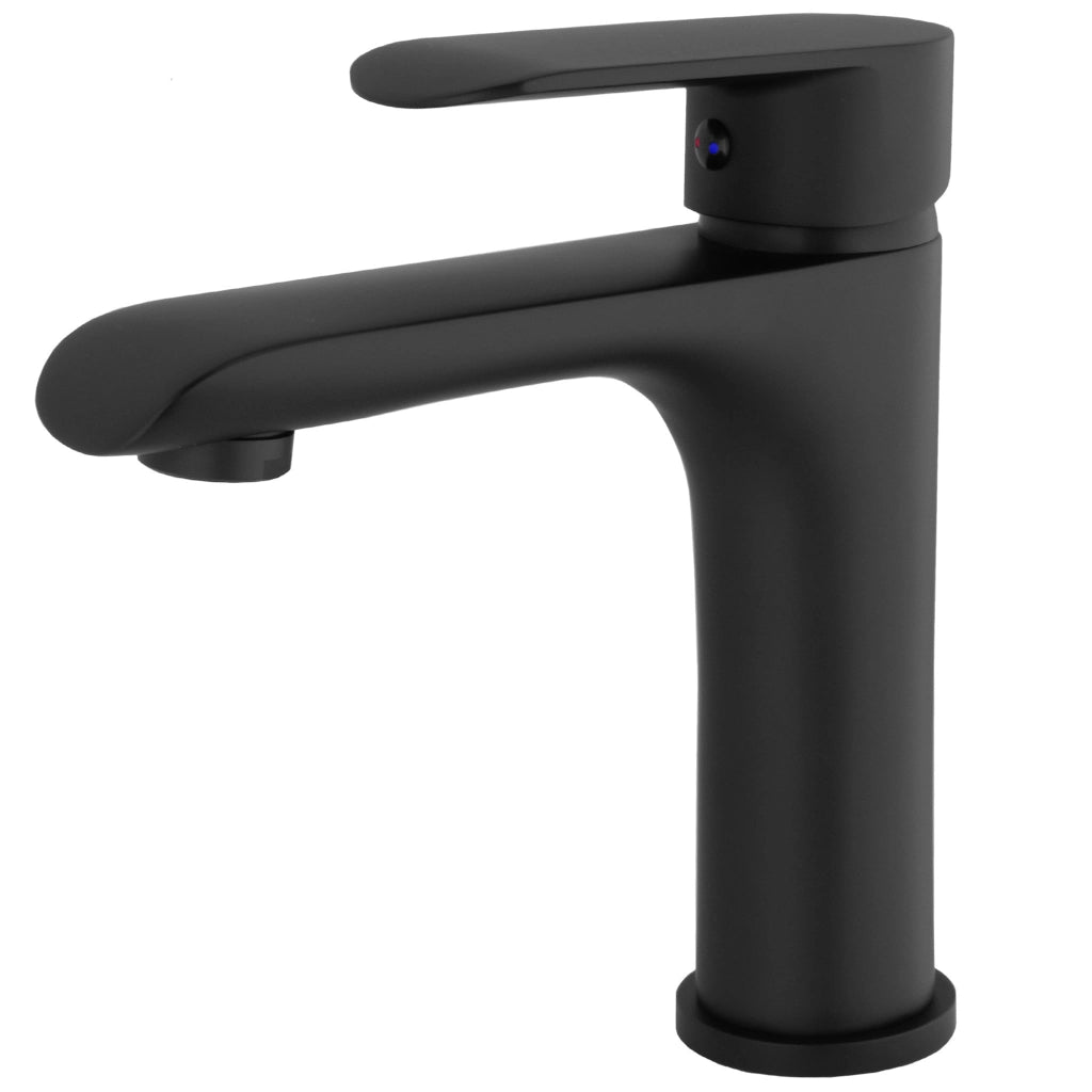 Miscelatore monocomando per lavabo, nero opaco, forma rotonda, serie Turia