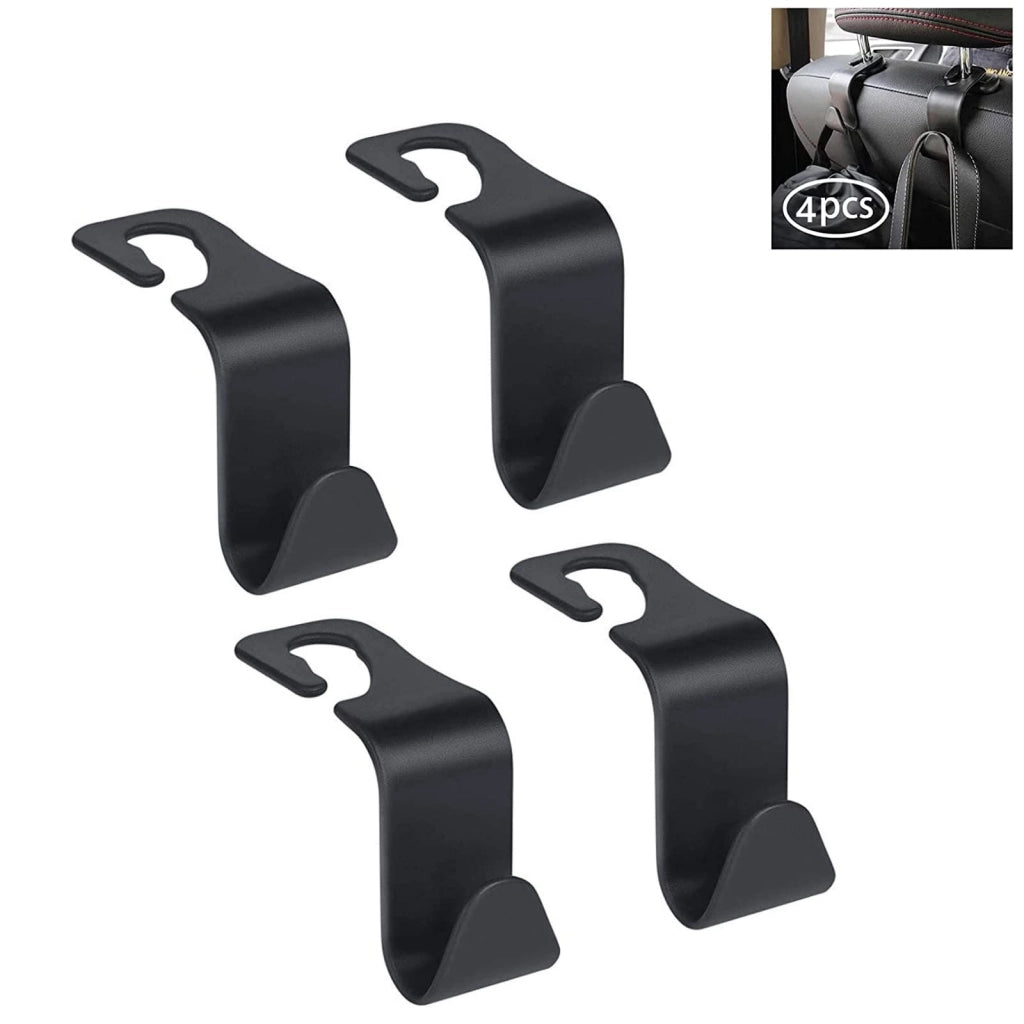 Set di 4 ganci per poggiatesta, universali, colore nero