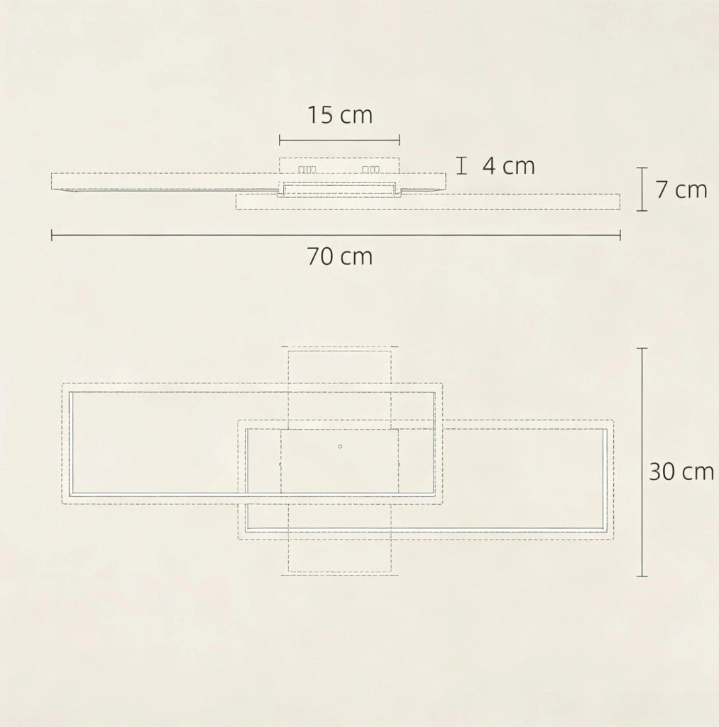 Plafoniera LED nera 43 W 70 x 30 cm, 4600 lm, dimmerabile